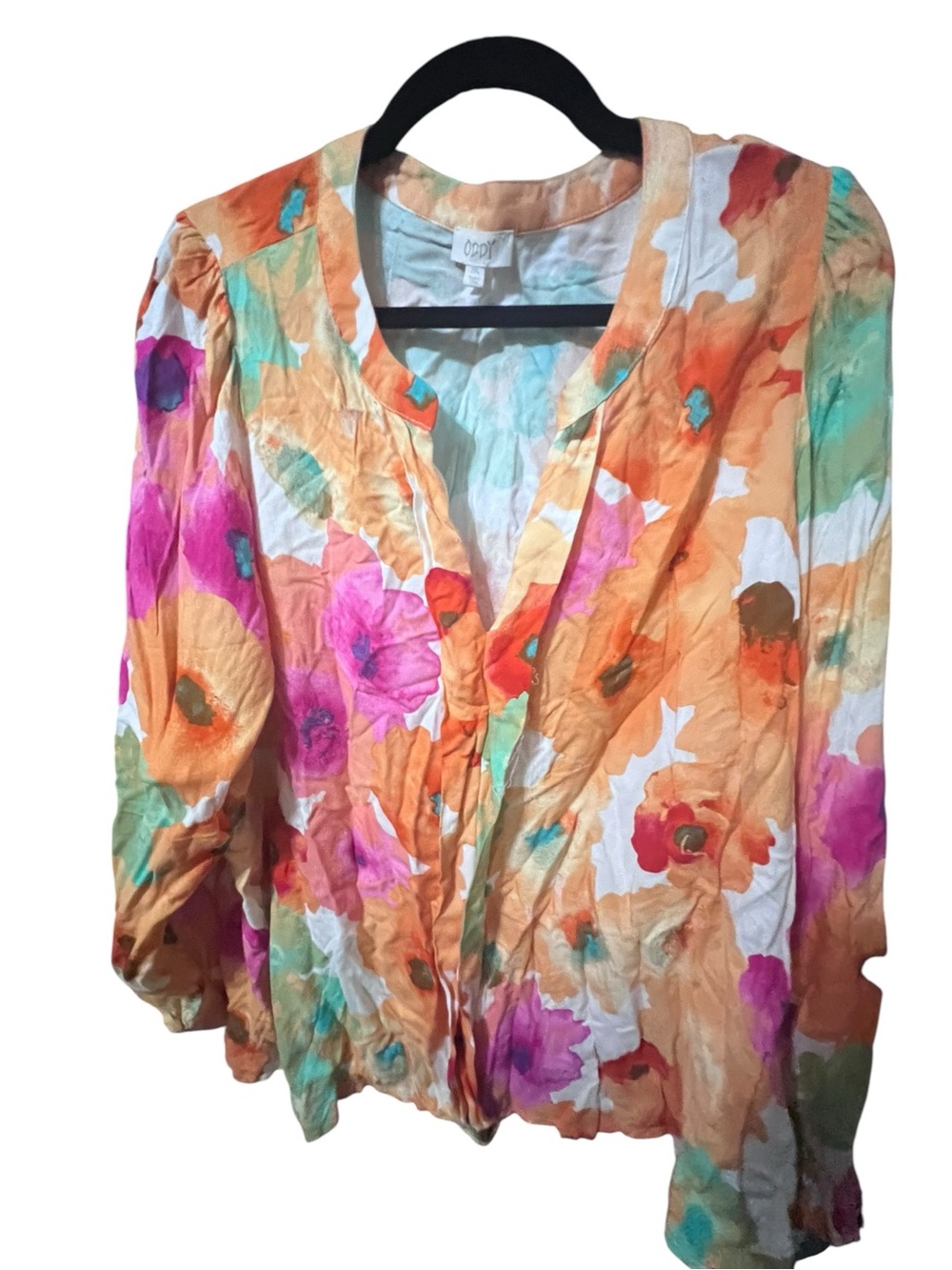 Oddy pink/Orange Floral Button-Front Women's Blouse